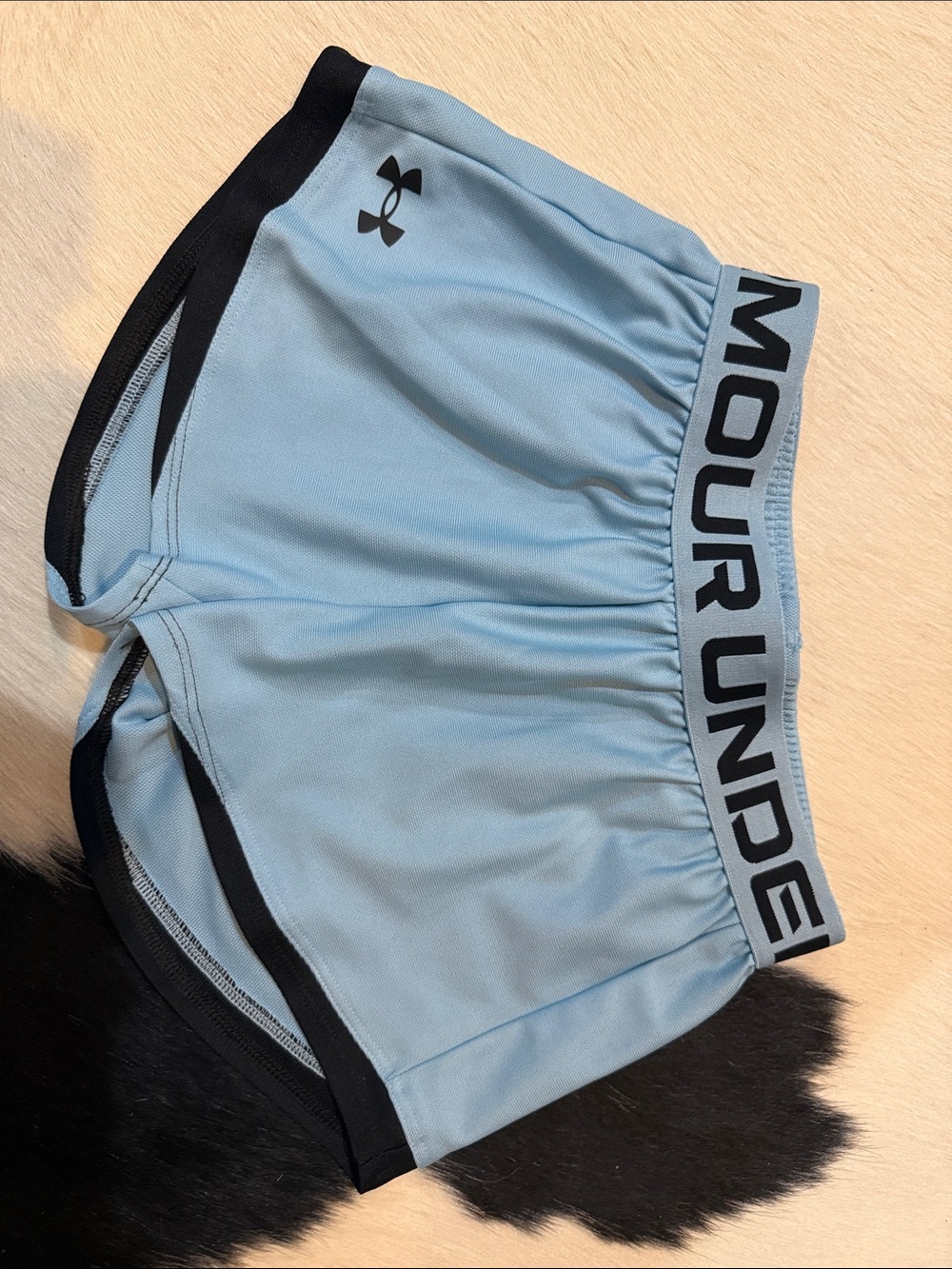 Under Armour Light Blue and Black Girls' Athletic Shorts
